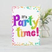 Invitation Confettis Vifs C'est l'heure de la fête ! Célébrat (Debout devant)