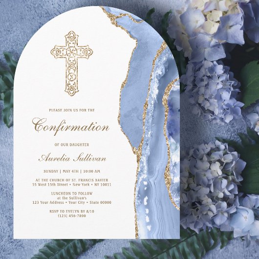 Invitation Confirmation Agate Bleu Barbeau