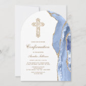 Invitation Confirmation Agate Bleu Barbeau (Devant)