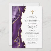 Invitation Confirmation Agate Violet Pailletée Or (Devant)