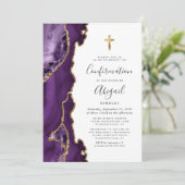 Invitation Confirmation Agate Violet Pailletée Or (Debout devant)
