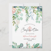 Invitation Confirmation Aquarelle Floral Rose vert Script (Devant)