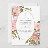 Invitation Confirmation aquarelle rose et or rose (Devant)