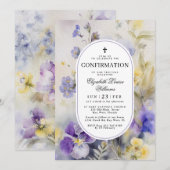 Invitation Confirmation aquarelle rustique violet et jaune (Devant / Derrière)