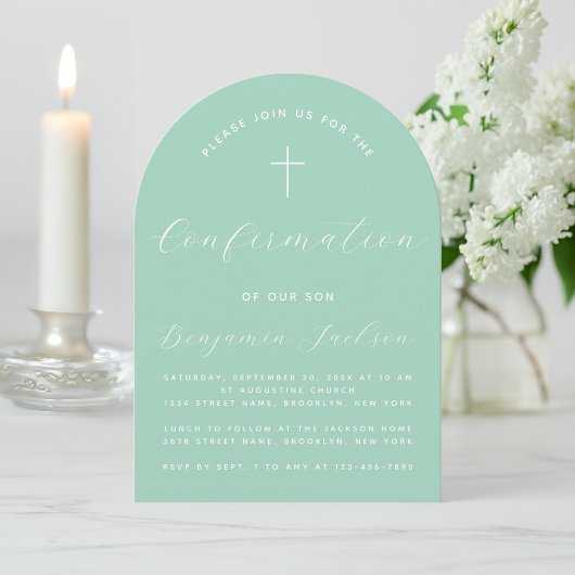 Invitation Confirmation Arc De Monnaie Script Moderne Simple