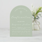 Invitation Confirmation Arch Sage Vert Simple Script moderne (Debout devant)