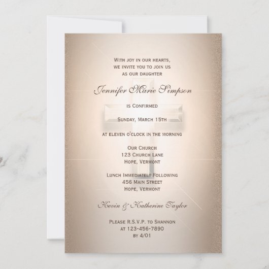 Invitation Confirmation avec croix à vitre (Devant)