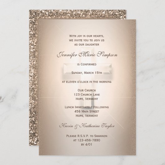 Invitation Confirmation avec croix à vitre (Devant / Derrière)