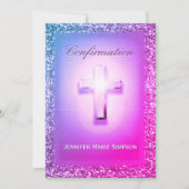 Invitation Confirmation avec croix brillante dans les couleur (Devant)