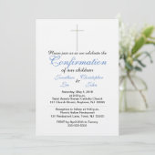 Invitation Confirmation Blue Twins Crisp White (Debout devant)