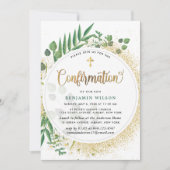 Invitation Confirmation Botanique Verte Et Or (Devant)