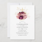 Invitation Confirmation Bourgogne Marsala Blush rose et or (Devant)