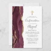 Invitation Confirmation Burgundy Agate Gold Glitter (Devant)