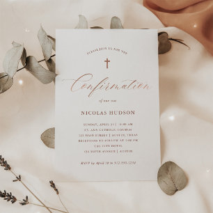 Invitation Confirmation calligraphié en rose gold neutre
