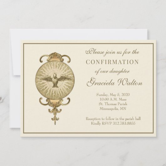 Invitation Confirmation catholique Écriture du Saint-Esprit (Devant)