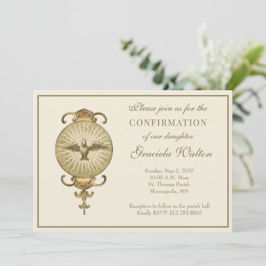 Invitation Confirmation catholique Écriture du Saint-Esprit (Debout devant)