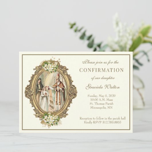 Invitation Confirmation catholique Écriture du Saint-Esprit (Debout devant)