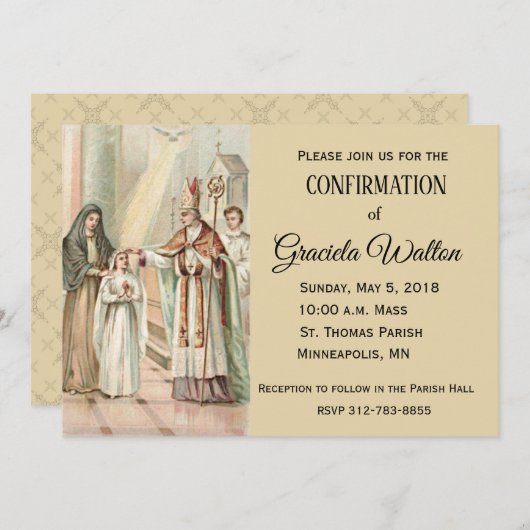 Invitation Confirmation catholique traditionnelle (Devant / Derrière)