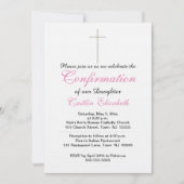 Invitation Confirmation Croix Fille rose (Devant)