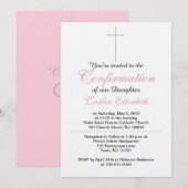 Invitation Confirmation Croix Fille rose (Devant / Derrière)