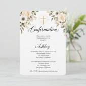 Invitation Confirmation croix florale moderne (Debout devant)