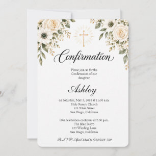 Invitation Confirmation croix florale moderne