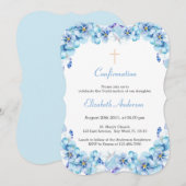 Invitation Confirmation d'aquarelle bleu ciel floral (Devant / Derrière)