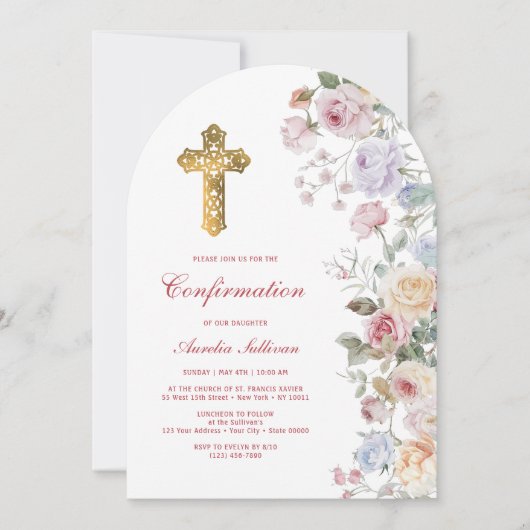 Invitation Confirmation d'arc rose (Devant)