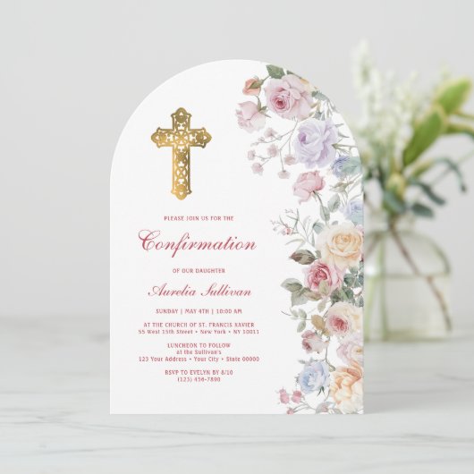 Invitation Confirmation d'arc rose (Debout devant)