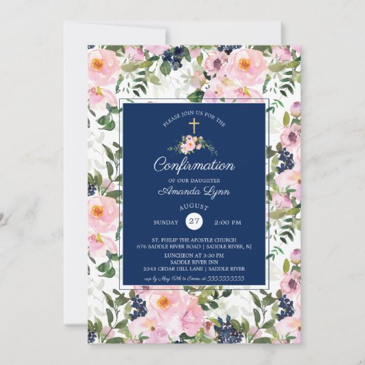Invitation Confirmation de Blush Roses & Peonies (Devant)