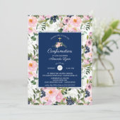 Invitation Confirmation de Blush Roses & Peonies (Debout devant)