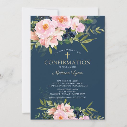 Invitation Confirmation de Blush Roses & Peonies (Devant)