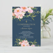 Invitation Confirmation de Blush Roses & Peonies (Debout devant)