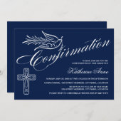 Invitation Confirmation de calligraphie avec croix et colombe (Devant / Derrière)