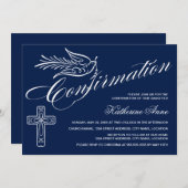 Invitation Confirmation de calligraphie avec croix et colombe (Devant / Derrière)