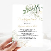 Invitation Confirmation de calligraphie de feuillage vert or