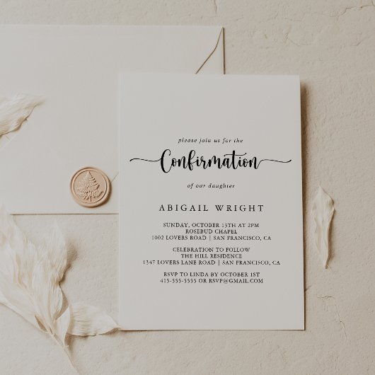 Invitation Confirmation de calligraphie minimaliste