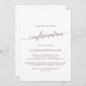Invitation Confirmation de calligraphie or Rose élégant (Devant / Derrière)