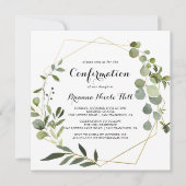 Invitation Confirmation de calligraphie tropicale de l'or géo (Devant)