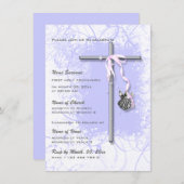 Invitation Confirmation de communion religieuse violette bapt (Devant / Derrière)