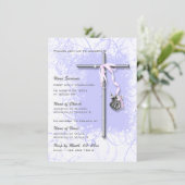 Invitation Confirmation de communion religieuse violette bapt (Debout devant)