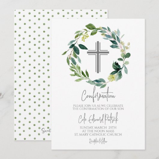 Invitation Confirmation de couronne verte (Devant / Derrière)