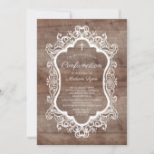 Invitation Confirmation de croix de cadre en bois rustique (Devant)