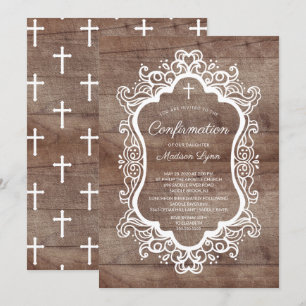Invitation Confirmation de croix de cadre en bois rustique