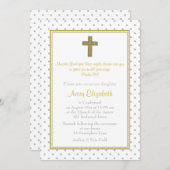 Invitation Confirmation de croix de point Polka Gold Argent (Devant / Derrière)
