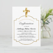 Invitation Confirmation de Croix d'or blanc moderne pour les (Debout devant)