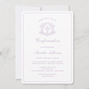 Invitation Confirmation de croix florale simple Lilac