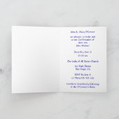 Invitation Confirmation de Damas bleues avec croix d'argent (Intérieur)