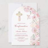 Invitation Confirmation de fleurs roses et papillons (Devant)
