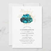 Invitation Confirmation de floraison turquoise et or (Devant)